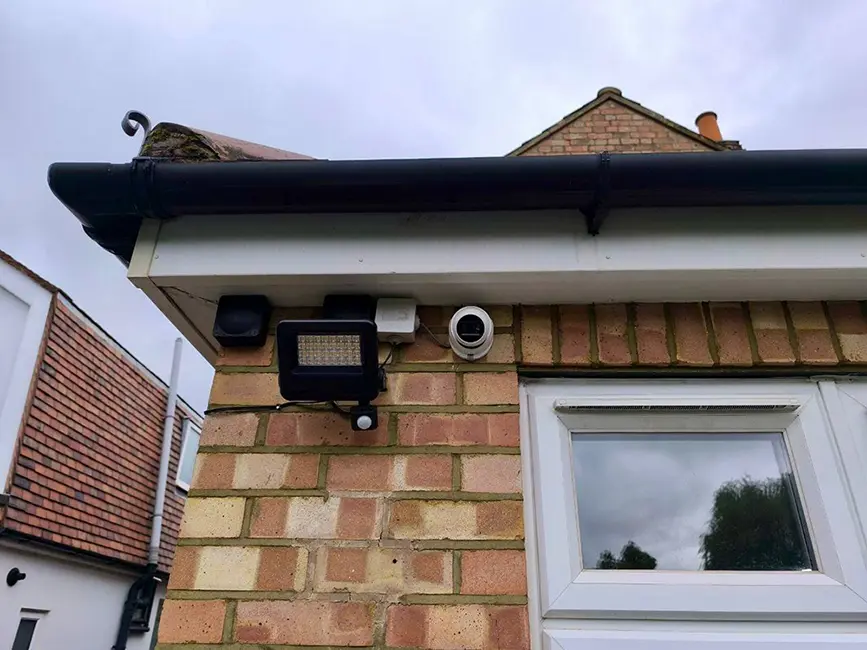 CCTV camera installation with motion sensor floodlight in Hampstead, London