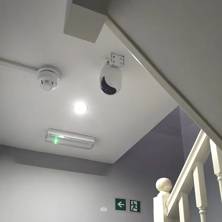 CCTV dome camera installed on ceiling of commercial stairwell in Mitcham CR4