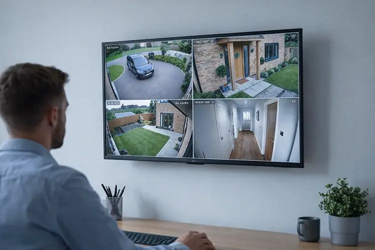 Remote CCTV monitoring system display in a London home office by CCTVcam