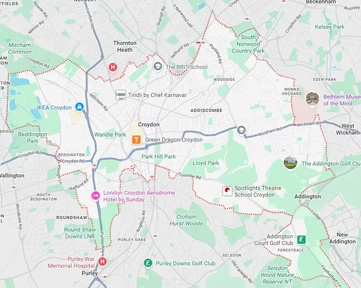 Map of London Borough of Croydon – Commercial CCTV Installation Service Area