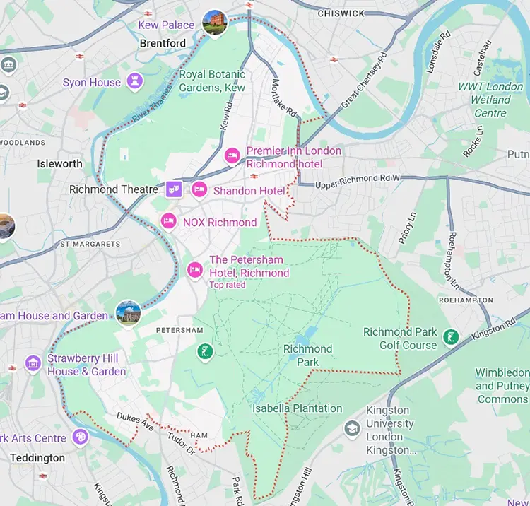 Map of London Borough of Richmond – Commercial CCTV Installation Service Area