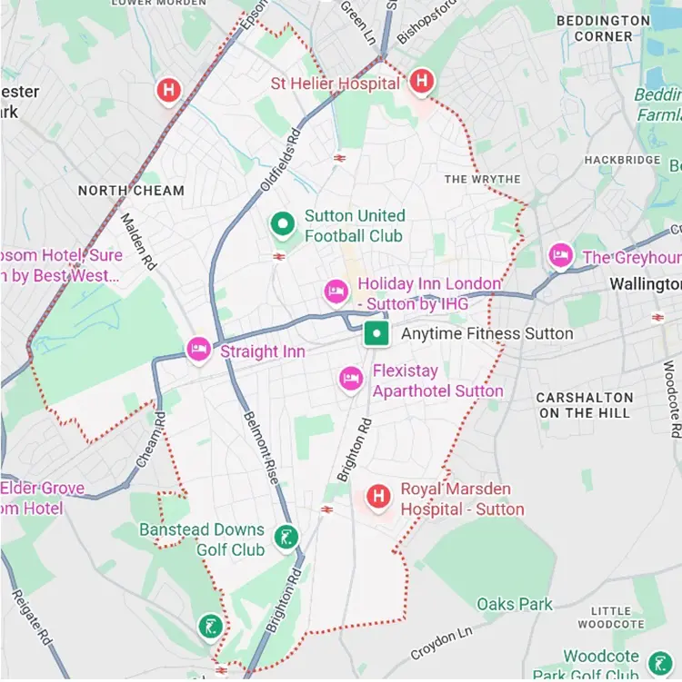 Map of London Borough of Sutton – Commercial CCTV Installation Service Area