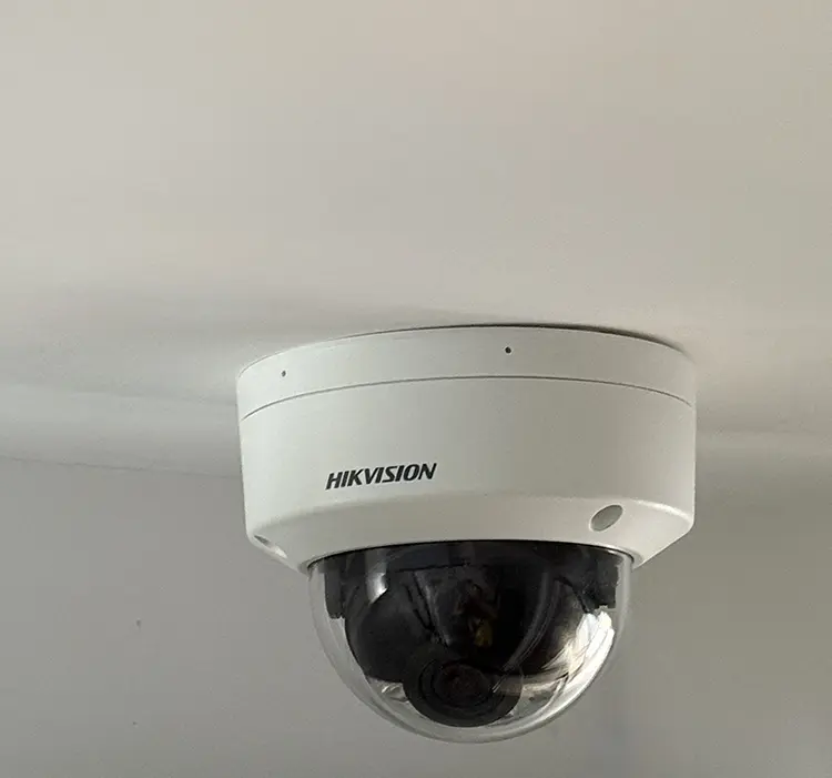 Hikvision dome CCTV camera installed on ceiling in Cheam SM3
