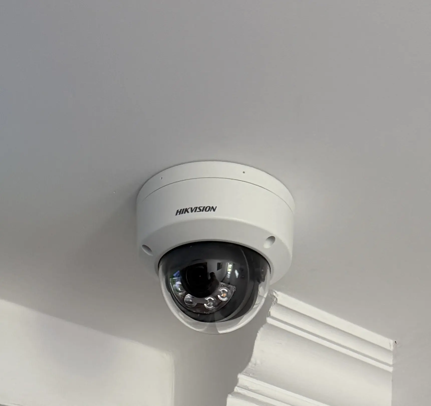 Hikvision dome CCTV camera close up installed in Cheam SM3