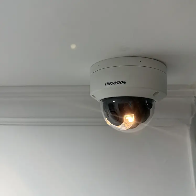 Hikvision dome CCTV camera with IR night vision installed on ceiling in Wimbledon SW19
