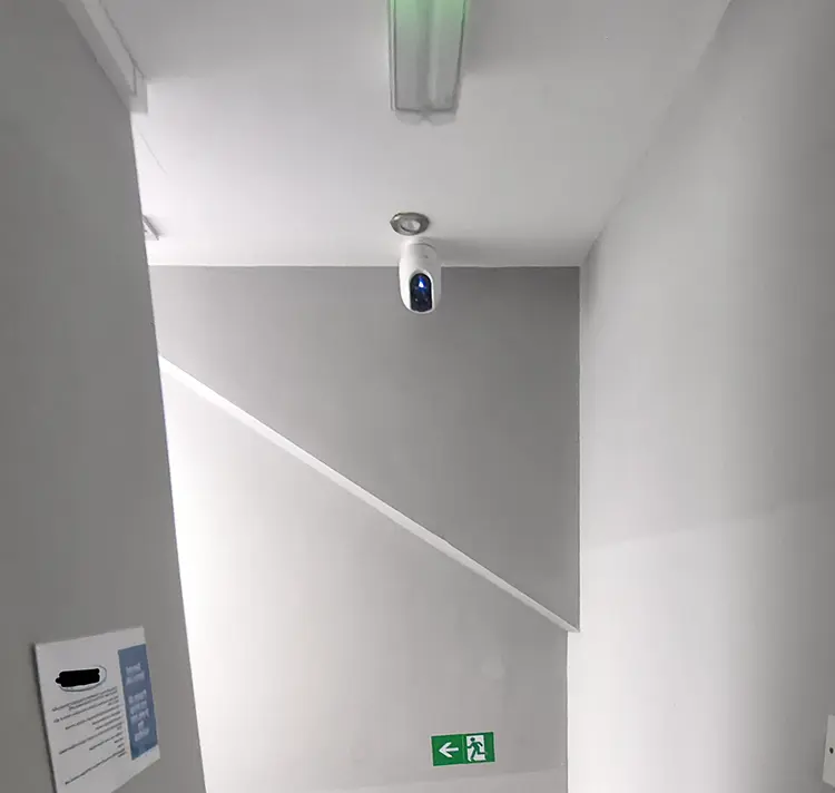 PTZ CCTV camera installed on corridor ceiling of commercial premises in Mitcham CR4