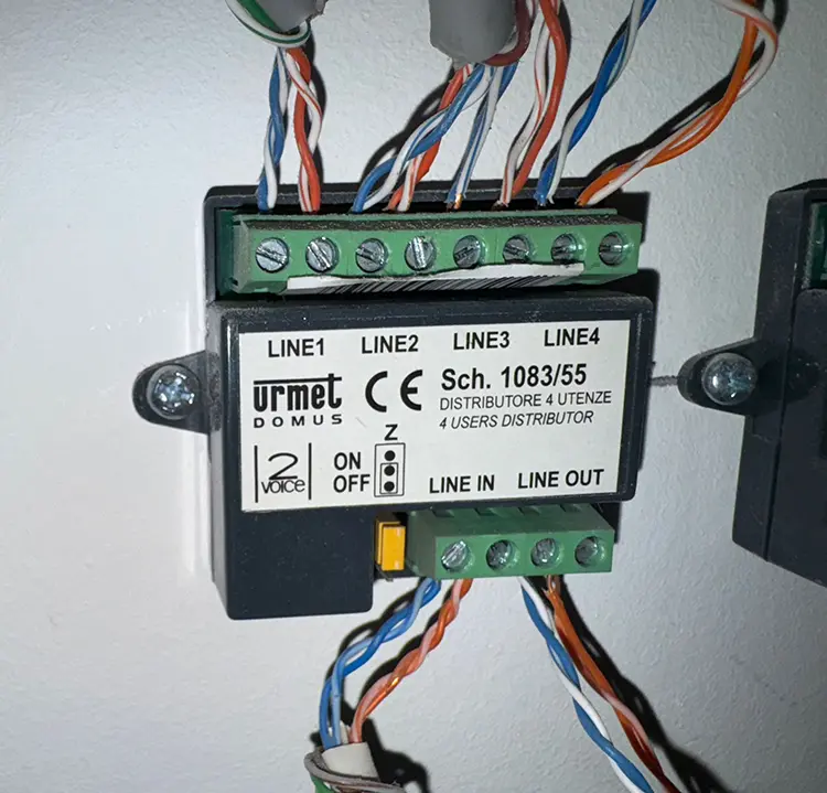 Urmet Domus 4-user intercom distributor installed at a commercial property in Wallington SM6, London Borough of Sutton